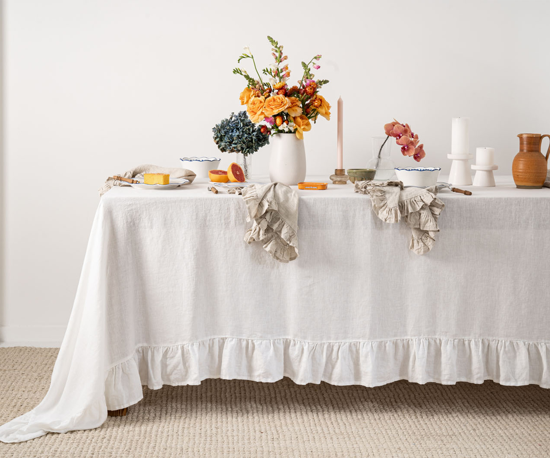 linen checker tablecloth