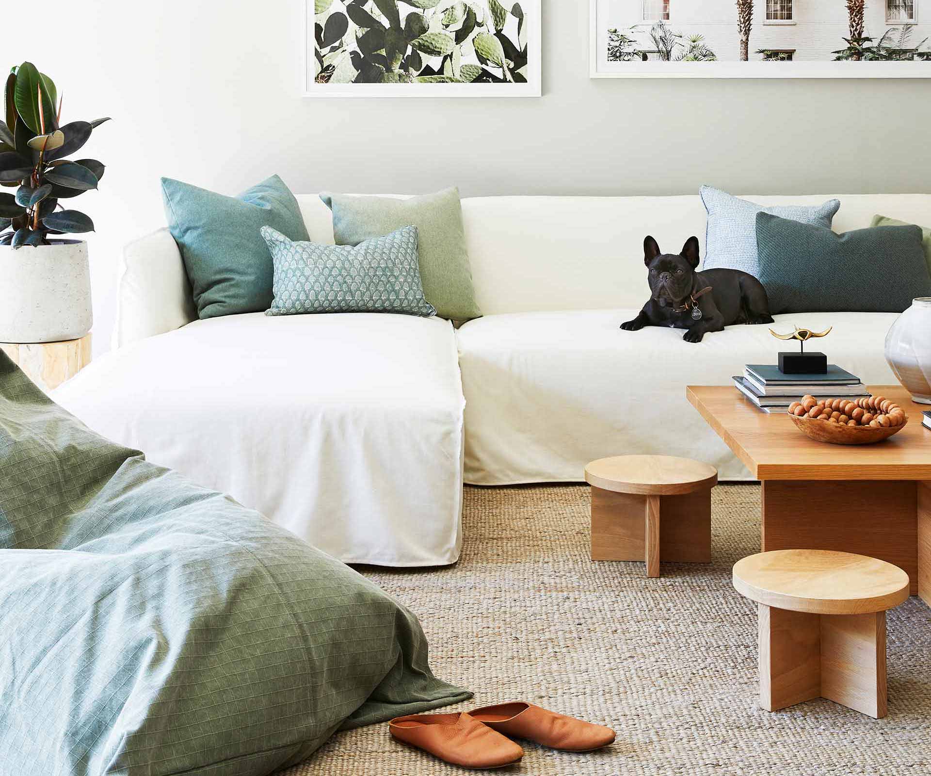 White slipcover sofa