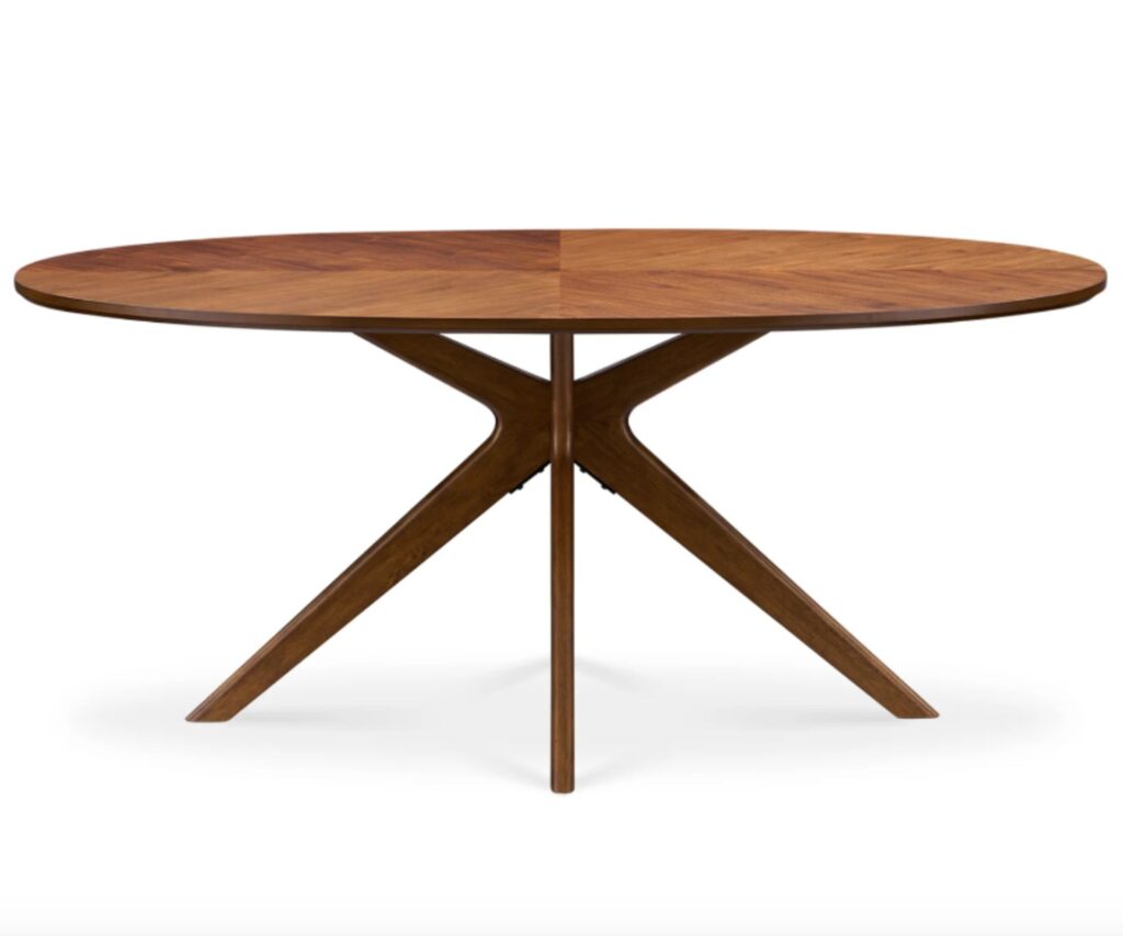 Walnut wood oval dining table