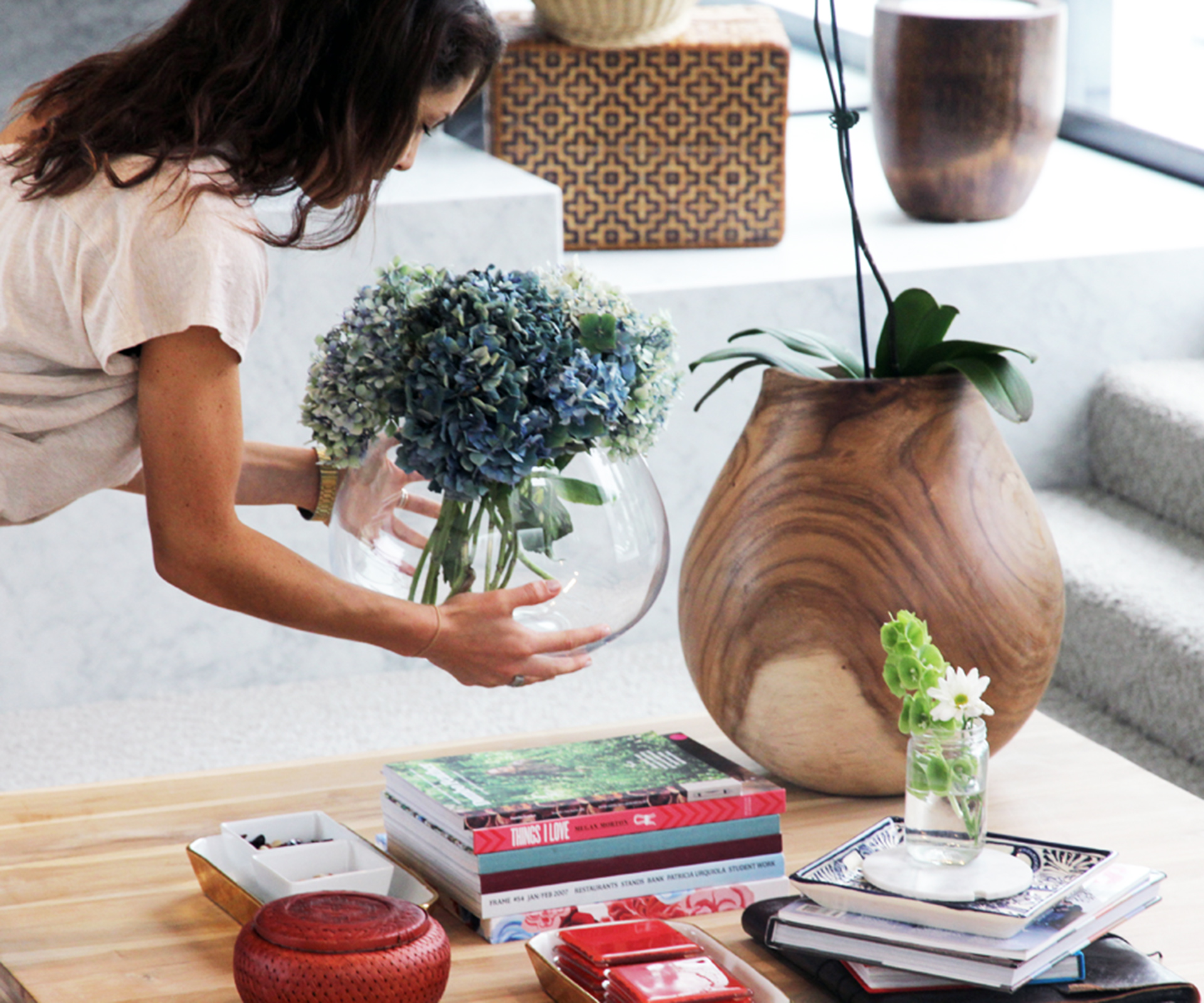 Vases on a coffee table