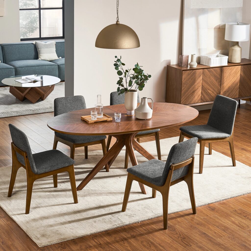 Brighton oval dining table from Castlery in a modern living room