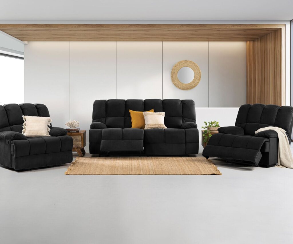 Gladiator 3-piece recliner suite in charcoal