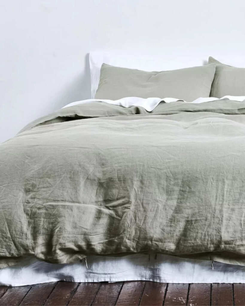In Bed 100% linen duvet set in Stone (queen)
