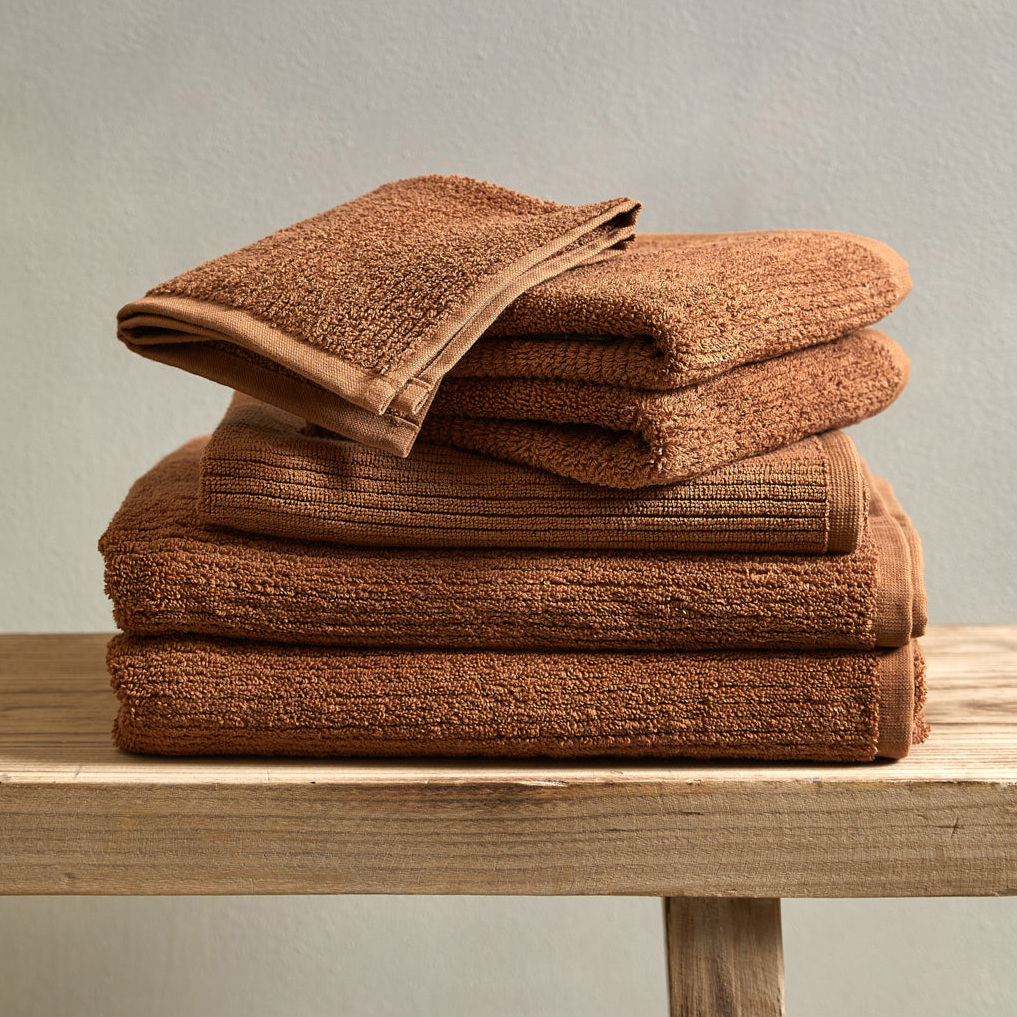 Monty cotton bathroom 6-piece towel set in Tan