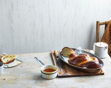 plaited brioche with orange and pistachio cream cheese
