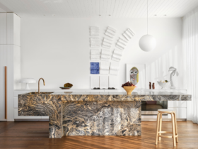 Bondi home with marble island bench