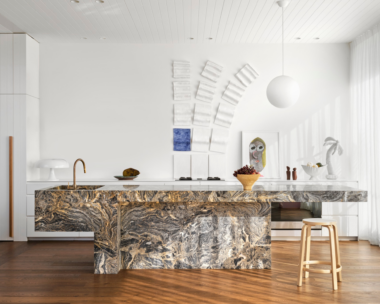 Bondi home with marble island bench