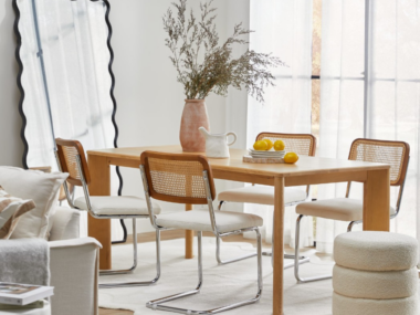 Temple and Webster Cesca replica dining chairs around a timber dining table