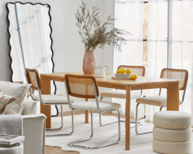 Temple and Webster Cesca replica dining chairs around a timber dining table
